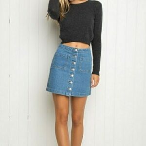 Brandy Melville button up jean skirt pockets Size Small